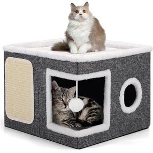 Cat Bed Indoor Large Cat Cave Condo Foldable Cat House Hideaway Up To 30 Lbs